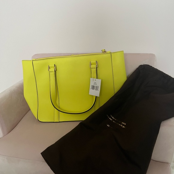 Authentic Kate Spade purse neon vibrant green tote - Picture 8 of 9